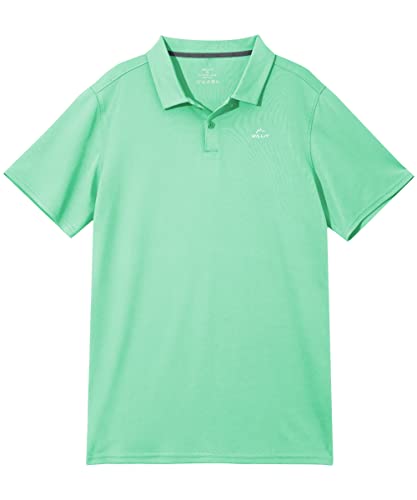 Willit Boys' Golf Polo Shirts Short Sleeve Youth Athletic Shirts Kids Quick Dry Active Shirts UPF 50+ Light Green L