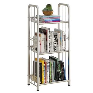 azheruol bookshelf storage shelf small bookcase freestanding storage stand for living room, bedroom, kitchen rust resistance, easy assembly free combination multi-functional organizer (3 tiers, white)