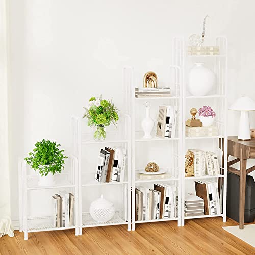 Azheruol Bookshelf Storage Shelf Small Bookcase Freestanding Storage Stand for Living Room, Bedroom, Kitchen Rust Resistance, Easy Assembly Free Combination Multi-Functional Organizer (3 Tiers, White)