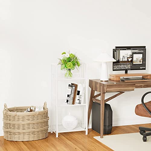 Azheruol Bookshelf Storage Shelf Small Bookcase Freestanding Storage Stand for Living Room, Bedroom, Kitchen Rust Resistance, Easy Assembly Free Combination Multi-Functional Organizer (3 Tiers, White)