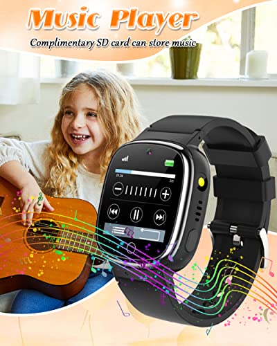 Waterproof Kids Smart Watch Boys Gifts for 3-12 Year Old Girls Kids Watches with 24 Puzzle Games HD Touchscreen Video Camera Music Player Pedometer Story Books Flashlight 13 Alarm Clock Learning Toys