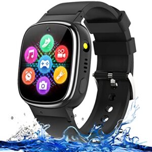 waterproof kids smart watch boys gifts for 3-12 year old girls kids watches with 24 puzzle games hd touchscreen video camera music player pedometer story books flashlight 13 alarm clock learning toys