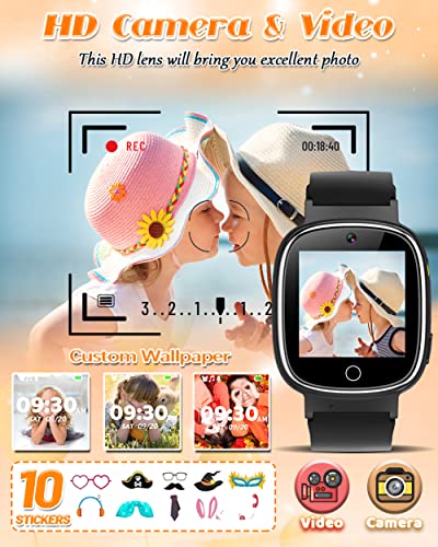 Waterproof Kids Smart Watch Boys Gifts for 3-12 Year Old Girls Kids Watches with 24 Puzzle Games HD Touchscreen Video Camera Music Player Pedometer Story Books Flashlight 13 Alarm Clock Learning Toys