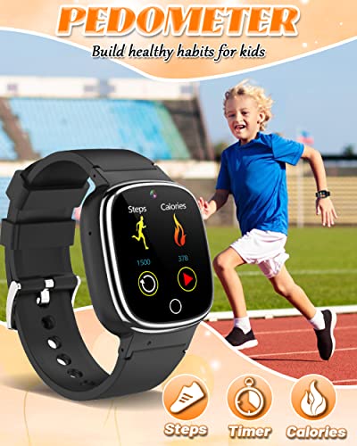 Waterproof Kids Smart Watch Boys Gifts for 3-12 Year Old Girls Kids Watches with 24 Puzzle Games HD Touchscreen Video Camera Music Player Pedometer Story Books Flashlight 13 Alarm Clock Learning Toys