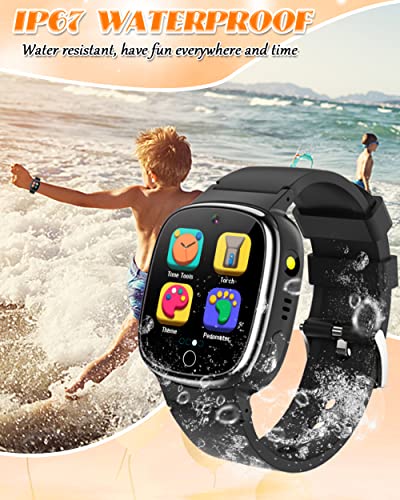 Waterproof Kids Smart Watch Boys Gifts for 3-12 Year Old Girls Kids Watches with 24 Puzzle Games HD Touchscreen Video Camera Music Player Pedometer Story Books Flashlight 13 Alarm Clock Learning Toys