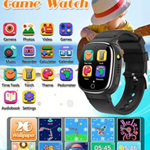 Waterproof Kids Smart Watch Boys Gifts for 3-12 Year Old Girls Kids Watches with 24 Puzzle Games HD Touchscreen Video Camera Music Player Pedometer Story Books Flashlight 13 Alarm Clock Learning Toys