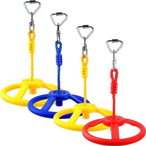 rcanedny 4 pack ninja wheel swing spinning steering wheel swings playset accessories for kids adult outdoor playground swingset backyard gym obstacle course