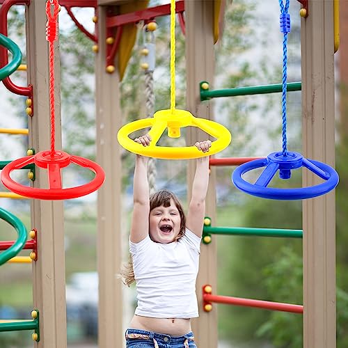 Rcanedny 4 Pack Ninja Wheel Swing Spinning Steering Wheel Swings Playset Accessories for Kids Adult Outdoor Playground Swingset Backyard Gym Obstacle Course
