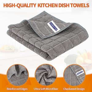 HOMERHYME Kitchen Towels, 8 Pack Microfiber Dish Towels Kitchen Washcloth, 270 GSM Grey All-Purpose Quick Dry Reusable Lint Free & Super Absorbent Tea Towels for Kitchen, Bar, Shop & Hotel 25'' x 15''