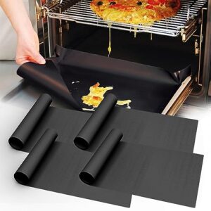 ubeesize 4 pack large oven liners for bottom of oven bpa and pfoa free，16"x24" thick heavy duty non stick teflon oven mats for electric, gas, toaster，convection, microwave ovens and grills