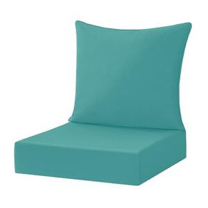 lovtex outdoor deep seat cushion set, water resistant outdoor chair cushions 24 x 24, patio chair cushions for outdoor furniture (deep seat & back cushion), teal