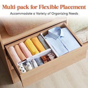 Lifewit 8 Pack Drawer Dividers Plastic 4" High, 11-17" Adjustable Drawer Organizers for Clothes, Expandable Dresser Separators in Bedroom/Bathroom/Kitchen/Fridge/Office Organization and Storage