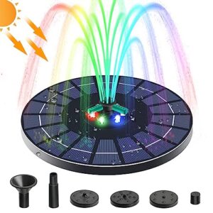 uyangg 4w solar fountain pump bird bath fountains pump 360 degrees rotatable nozzle with color led lights 6 nozzles for garden small pond outdoor swimming pool fish tank(black)