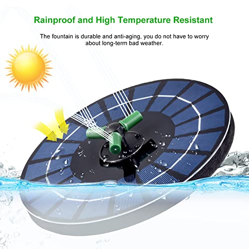 UYANGG 4W Solar Fountain Pump Bird Bath Fountains Pump 360 Degrees Rotatable Nozzle with Color Led Lights 6 Nozzles for Garden Small Pond Outdoor Swimming Pool Fish Tank(Black)