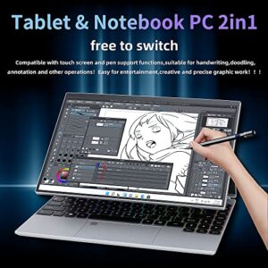 ZWYING 4 in 1 Laptop【Win 11 Pro/2019 Office】 14 inches Full HD Touch Screen Laptop High-Speed Celeron N5105 DDR4 16GB 512GB SSD Studio Laptop Color Backlight Keyboard/Type-C (SSD:512GB)