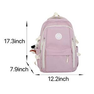 MININAI Preppy Backpack with Cute Pendant Women Smile Face Laptop Backpack Kawaii Lightweight Aesthetic College Backpack (Sage Green,One Size)