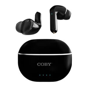 coby noise canceling earbuds wireless, black | wireless headphones bluetooth earbuds | noise canceling headphones wireless bluetooth headphones, touch controls, lost tracker | up to 10-hr play