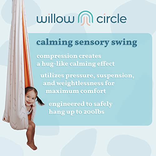 Willow Circle Sensory Swing - Indoor Compression Therapy Swing Hammock, Kids & Adults, with Hardware, for Autism Spectrum Disorder, ADHD, Anxiety, Sensory Processing Disorder, Sensory Seeker (Birch)