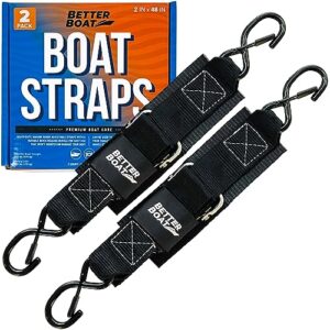 boat tie down straps to trailer boat transom tie down straps heavy duty manual buckle clasp tiedown 2" x 48" short small transit 4 foot without ratchet boat trailer accessories for boating & jet ski
