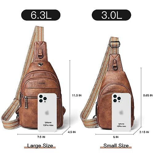 LATMAP Sling Bag For Women Faux Leather Anti Theft Small Casual Daypack Backpack Fanny Pack Crossbody Chest Bags Purse Waterproof Beige