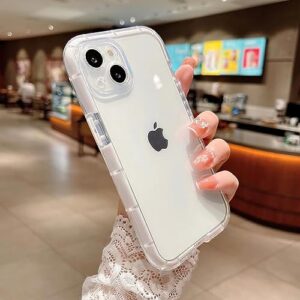 hiiyaa clear case for iphone 13 14 anti-yellowing transparent shockproof bumpers cases for iphone, white