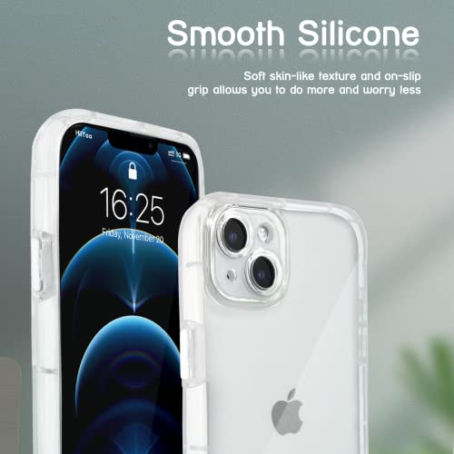 HIIYAA Clear Case for iPhone 13 14 Anti-Yellowing Transparent Shockproof Bumpers Cases for iPhone, White