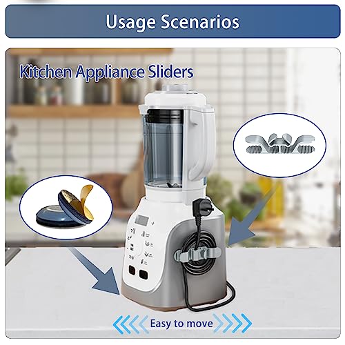 Appliance Sliders,24Pcs Self-Adhesive Kitchen Appliance Sliders,2Pcs Cord Organizer,Easy To Move and Save Space,Suitable for Countertop Kitchen Appliances Coffee Maker,Blender, Pressure Cooker.