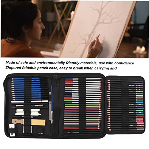 100-Piece Multifunctional Sketch Set in Portable - Complete Artist Kit for Sketching Drawing and Coloring at Home School or On-the-Go