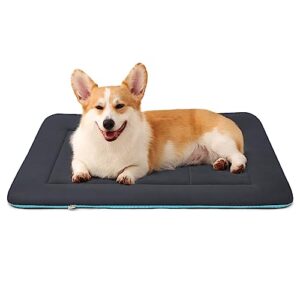 magic dog dog bed for crate - soft dog crate pad dog bed mat for medium dogs, 36-inch washable kennel pad pet beds with non-slip bottom, dark grey m