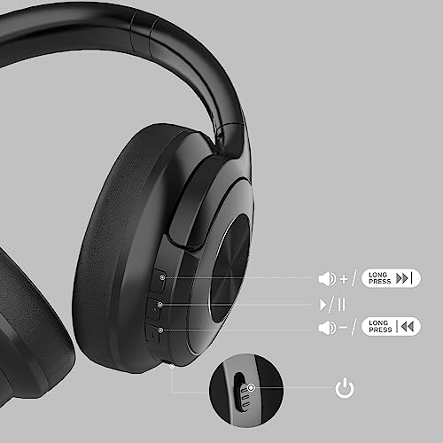 Bingozones B7 Pro. Over The Ear Headphones Wireless Bluetooth 65 Hours Playtime Foldable Deep Bass HiFi Stereo Wireless Headsets with Mic Lightweight Memory Foam Soft Earmuff, for Phone,TV Black
