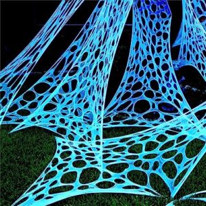 yhfuisk glow in the dark giant spider webs halloween decorations outdoor, blacklight stretchy beef netting for halloween party, spider web halloween indoor outdoor decor for haunted house