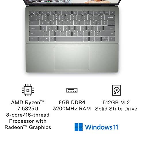 Dell 2023 Newest Inspiron 14 Laptop, 14" FHD(1920 x 1200) Display, AMD Ryzen 7 5825U Processor(8-core), 16GB RAM, 1TB SSD, AMD Radeon Graphics, Wi-Fi 6, Bluetooth, Window 11 Pro, Pebble Green