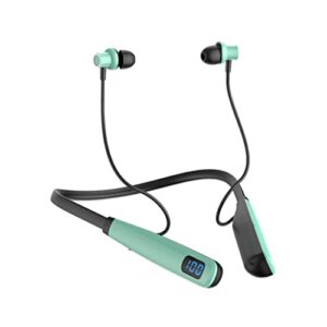 koolr neckband running sports headphones, wireless bluetooth headset, hifi stereo gamers headphone, in ear earbuds, earphone bluetooth 5.3, 100 hours extra long playback with microphone（green）, y10