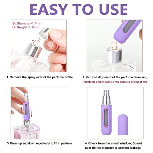 KAYZON Portable Mini Refillable Perfume Atomizer - Travel Size Spray Bottles for Women - Underfill Scent Pump Case Travel Fragrance Empty Container Bottom Refill Perfume Bottle for Traveling 5ml