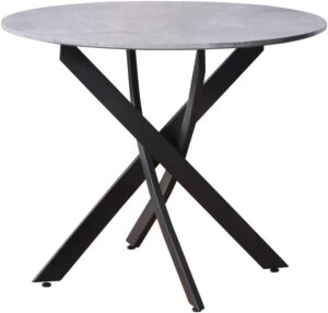 niern round dining table with chromed legs, 35.5 in marble modern small kitchen table for kitchen dining room (grey)