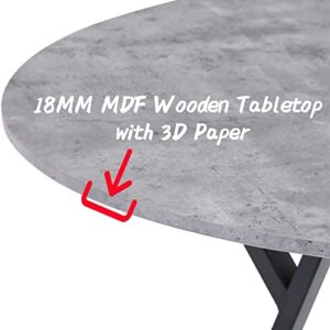 NIERN Round Dining Table with Chromed Legs, 35.5 in Marble Modern Small Kitchen Table for Kitchen Dining Room (Grey)