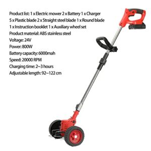 [US Warehouse] Fairnull 24V 6000mAh Weed Trimmer Cordless Electric Weed Eater, 3-in-1 Grass Trimmer/Edger Lawn Tool/Brush Cutter, Push Wheeled No String Trimmer Lawn Mower for Garden & Yard