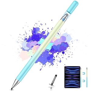 stylus pens for touch screens, high precision 2-in-1 disc stylus pen with magnetic adsorption, compatible with  ipad/iphone/tablets/android and all capacitive touch screens (blue light yellow)