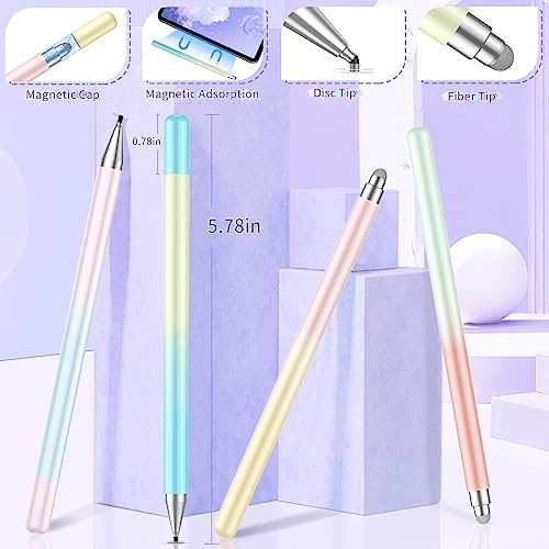Stylus Pens for Touch Screens, High Precision 2-in-1 Disc Stylus Pen with Magnetic Adsorption, Compatible with  iPad/iPhone/Tablets/Android and All Capacitive Touch Screens (Blue Light Yellow)