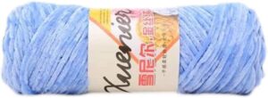 light blue solid color hand woven thick crochet thread chenille velvet yarn soft wrapping for craft scarves sports blankets 100g