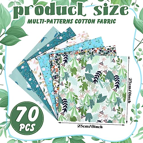 70 Pcs 10 x 10 Inch Cotton Fabric Square No Repeat Patchwork Fabrics Multi Color Printed Floral Square Patchwork Fabric Quilting Fabric Bundles for DIY Crafts Cloths Handmade Accessory (Fresh Style)