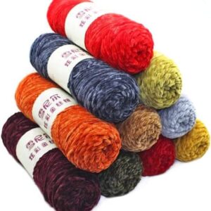 Black Solid Color Hand Woven Thick Crochet Thread Chenille Velvet Yarn Soft Wrapping for Craft Scarves Sports Blankets 100g