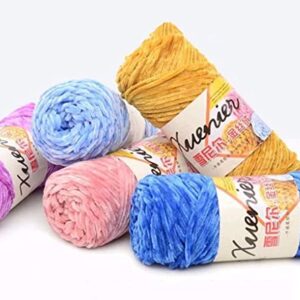 White Solid Color Hand Woven Thick Crochet Thread Chenille Velvet Yarn Soft Wrapping for Craft Scarves Sports Blankets 100g