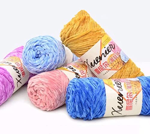 White Solid Color Hand Woven Thick Crochet Thread Chenille Velvet Yarn Soft Wrapping for Craft Scarves Sports Blankets 100g