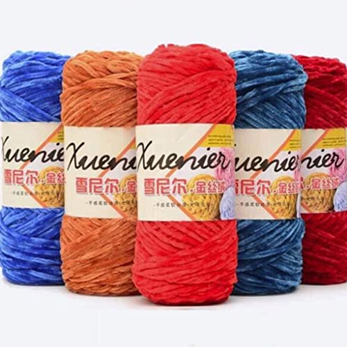 Apricot Solid Color Hand Woven Thick Crochet Thread Chenille Velvet Yarn Soft Wrapping for Craft Scarves Sports Blankets 100g