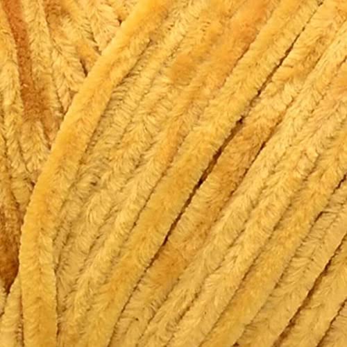 Yellow Solid Color Hand Woven Thick Crochet Thread Chenille Velvet Yarn Soft Wrapping for Craft Scarves Sports Blankets 100g