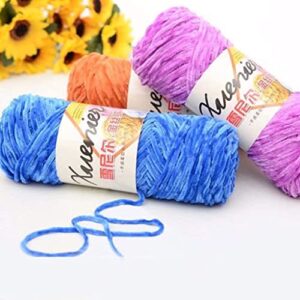 Yellow Solid Color Hand Woven Thick Crochet Thread Chenille Velvet Yarn Soft Wrapping for Craft Scarves Sports Blankets 100g