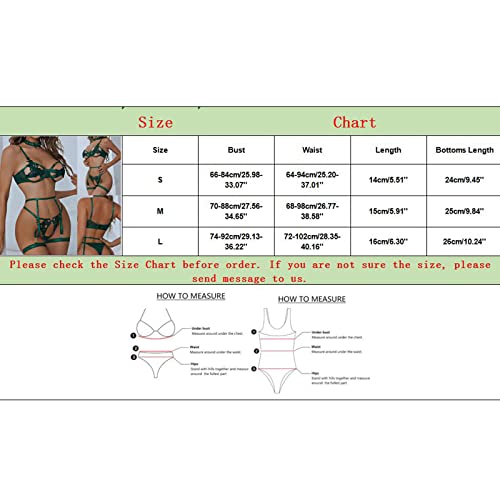 Sexy Lingerie for Women Floral Lace Deep V Neck Floral Lace Bra and Panty Thong Garter Belts Spaghetti Strap Bodysuits Teddy Green