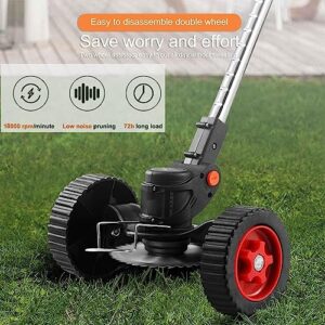 Cordless Weed Wacker Battery Powered Weed Eater Electric 3-in-1 Grass Trimmer Lawn Edger Tool Brush Cutter, Push Lawn Mower, Wheeled No-String Trimmer for Garden Yard