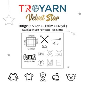 Troyarn Velvet Star Silvery Glitter Chenille Baby Blanket Yarn Amigurumi Yarn for Crocheting and Knitting Super Bulky 100 gr (120 yds) (10408 - Red)